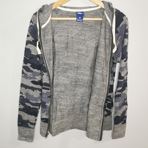 NIKE Camo Blue & Grey Zip Up Hooded Sweater Size Medium - Picture 5 of 8